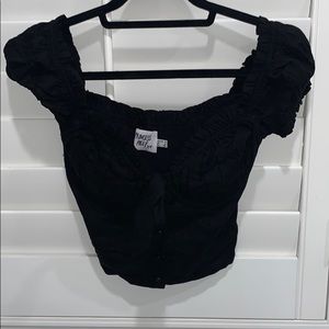 Black corset off the shoulder top.
